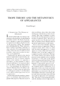Trope Theory and the Metaphysics of Appearances