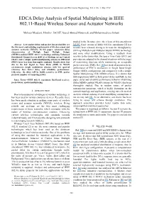 EDCA Delay Analysis of Spatial Multiplexing in IEEE 802.11-Based Wireless Sensor and Actuator Networks