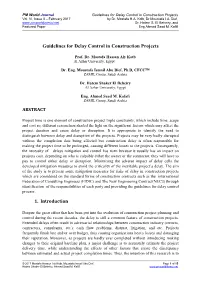 Guidelines for Delay Control in Construction Projects Vol