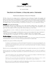 The Rite of Spring: a Failure and a Triumph