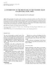 A Contribution to the Bryoflora of the Western Ghats in Karnataka State, India