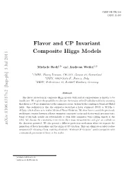 Flavor and CP Invariant Composite Higgs Models