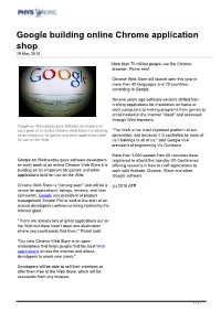 Google Building Online Chrome Application Shop 19 May 2010