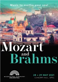 Mozart and Brahms I Contents Welcome 1