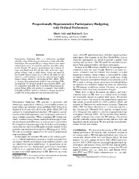 Proportionally Representative Participatory Budgeting with Ordinal Preferences