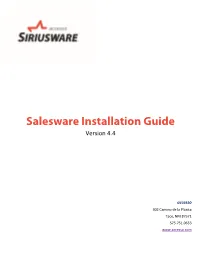 Salesware Installation Guide Version 4.4