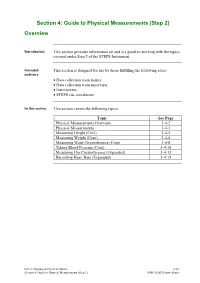 Section 4: Guide to Physical Measurements (Step 2) Overview
