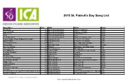 2015 St. Patrick's Day Song List
