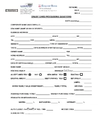 Credit Card Processing Questions