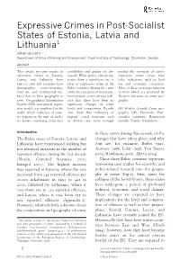 Expressive Crimes in Post-Socialist States of Estonia, Latvia and Lithuania1