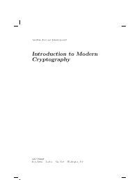 Introduction to Modern Cryptography