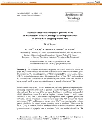 Nucleotide Sequence Analyses of Genomic Rnas of Peanut Stunt Virus Mi, the Type Strain Representative of a Novel PSV Subgroup from China