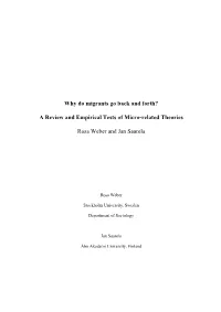 Why Do Migrants Go Back and Forth? Circular Migration Between Finland