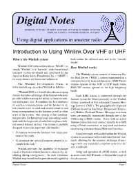 Introduction to Using Winlink Over VHF Or UHF
