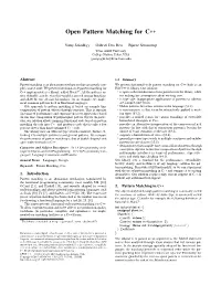 Open Pattern Matching for C++