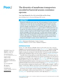 The Diversity of Membrane Transporters Encoded in Bacterial Arsenic-Resistance Operons