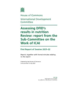 Assessing DFID's Results in Nutrition Review