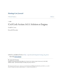 Civil Code Section 163.5: Solution Or Enigma Donald W