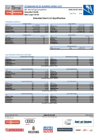 Extended Start List Qualification