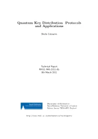 Quantum Key Distribution Protocols and Applications
