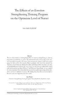 The Effects of an Emotion Strengthening Training Program On