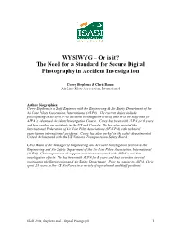 The Need for a Standard for Secure Digital Photography in Accident Investigation