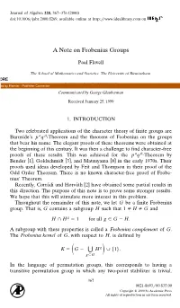 A Note on Frobenius Groups
