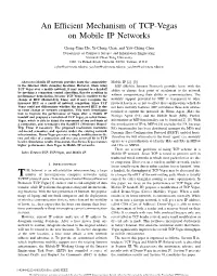 An Efficient Mechanism of TCP-Vegas on Mobile IP Networks