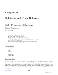 Chapter 18 Solutions and Their Behavior