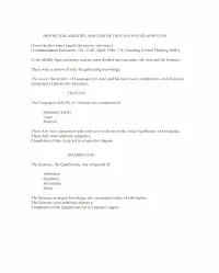 Notes: Definition and Explanation of Trivium and Quadrivium