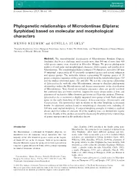 Phylogenetic Relationships of Microdontinae (Diptera: Syrphidae) Based on Molecular and Morphological Characters