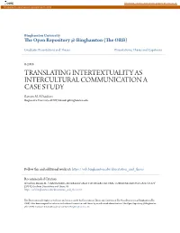 Translating Intertextuality As Intercultural Communication a Case Study" (2018)
