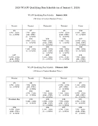 2020 W1AW Qualifying Run Schedule (As of January 1, 2020)
