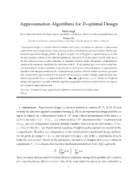 Approximation Algorithms for D-Optimal Design