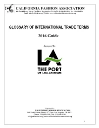 GLOSSARY of INTERNATIONAL TRADE TERMS 2016 Guide