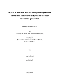 Impact of Past and Present Management Practices on the Land Snail Community of Nutrient-Poor Calcareous Grasslands