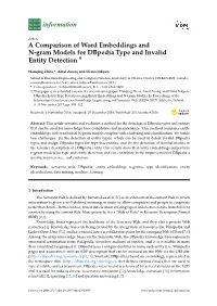 A Comparison of Word Embeddings and N-Gram Models for Dbpedia Type and Invalid Entity Detection †