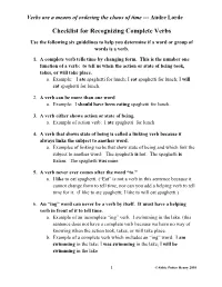 Checklist for Recognizing Complete Verbs