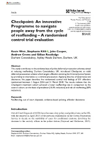 Checkpoint: an Innovative Programme to Navigate People Away from the Cycle of Reoffending – a Randomised Control Trial Evaluat