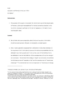 Draft Causation and Fairness in the Law of Tort S H Bailey* Introduction