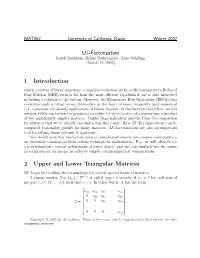 LU-Factorization 1 Introduction 2 Upper and Lower Triangular Matrices