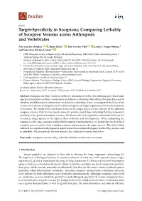 Target-Specificity in Scorpions; Comparing Lethality of Scorpion Venoms Across Arthropods and Vertebrates