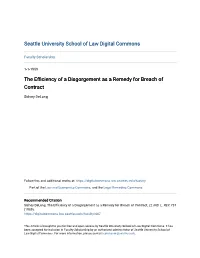 The Efficiency of a Disgorgement As a Remedy for Breach of Contract
