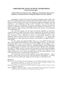 A Preliminary Study of Pitch and Rhythm in Pitjantjatjara