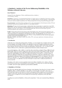 A Qualitative Analysis of the Factors Influencing Findability of the Websites of Slovak Libraries