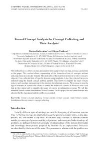 Formal Concept Analysis for Concept Collecting and Their Analysis*
