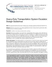 Heavy-Duty Transportation System Escalator Design Guidelines