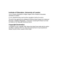 Institute of Education, University of London Copyright Declaration