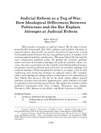 Judicial Reform As a Tug of War: How Ideological Differences Between Politicians and the Bar Explain Attempts at Judicial Reform