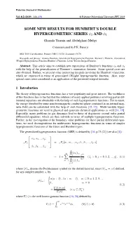 Some New Results for Humbert's Double
